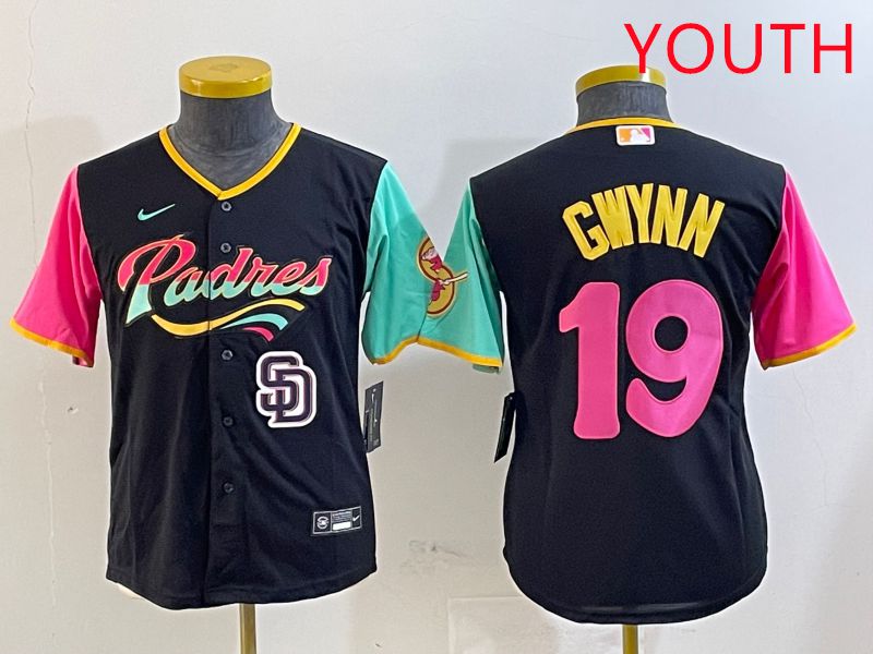 Youth San Diego Padres #19 Gwynn Black City Edition Game 2025 Nike MLB Jersey style 9->youth mlb jersey->Youth Jersey
